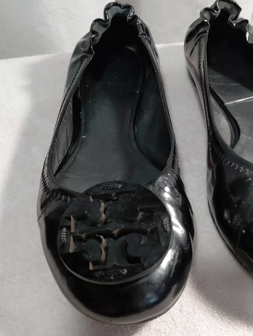 Black TORY BURCH Patent Ballet Flats with Logo Medallion